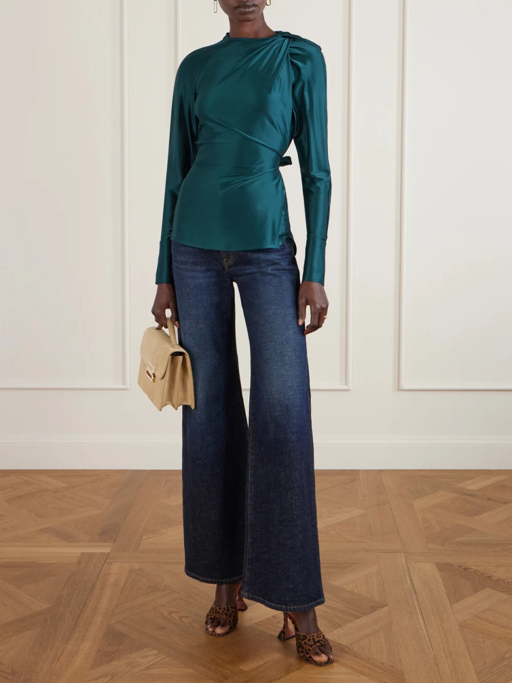 Victoria Beckham Twisted Satin Top, worn by a model