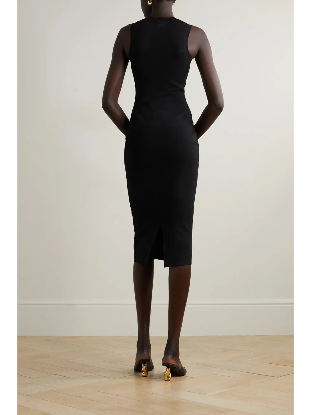 Back view of the Victoria Beckham Vb Body Cutout Stretch-knit Midi Dress