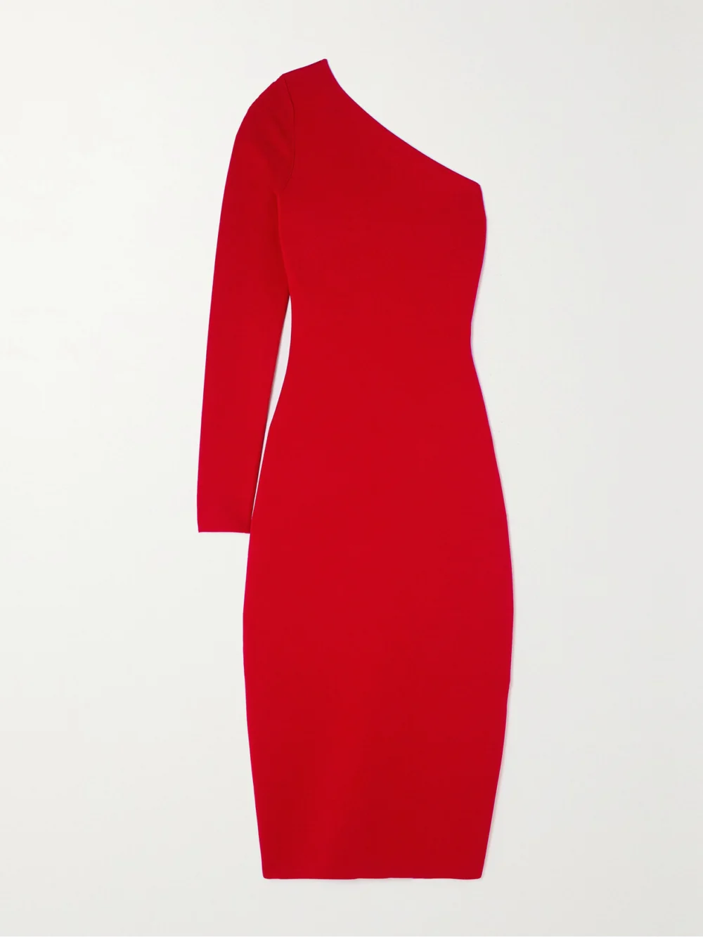 Victoria Beckham Vb Body One-shoulder Stretch-knit Midi Dress in red