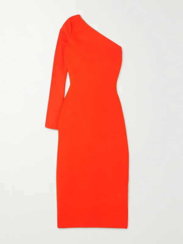 Victoria Beckham Vb Body One-sleeve Stretch-knit Midi Dress