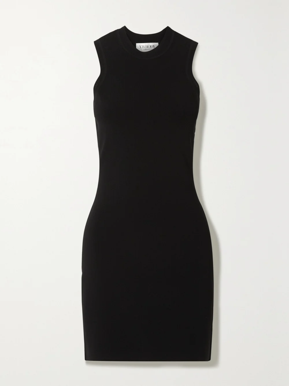 Victoria Beckham Vb Body Pointelle-trimmed Stretch-knit Mini Dress in black