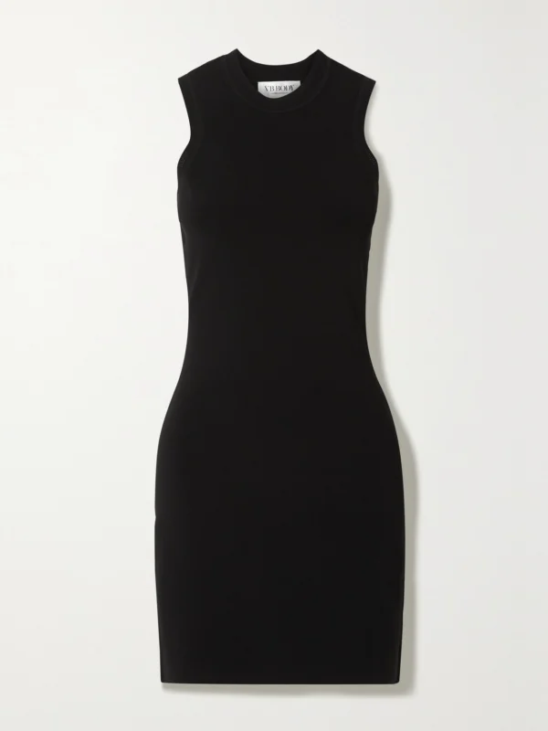 Victoria Beckham Vb Body Pointelle-trimmed Stretch-knit Mini Dress