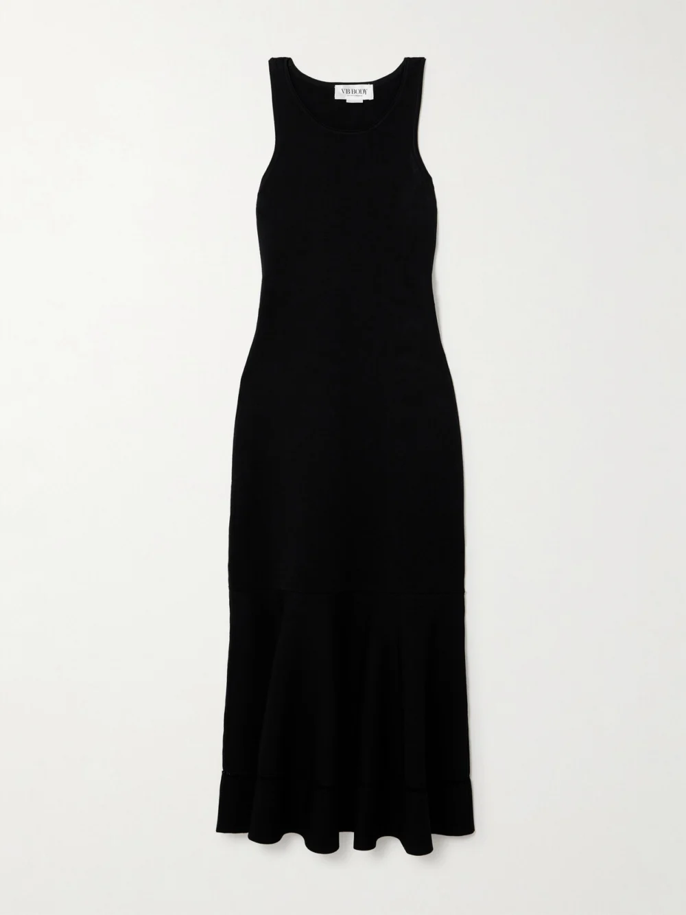 Victoria Beckham Vb Body Ruffled Stretch-knit Midi Dress in black