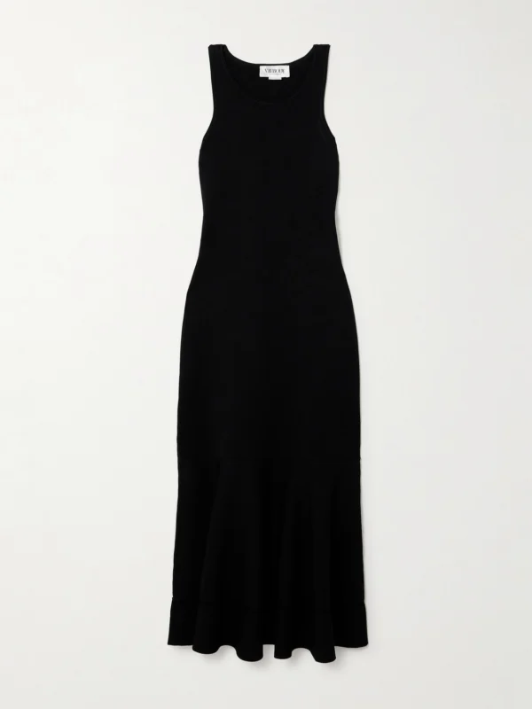 Victoria Beckham Vb Body Ruffled Stretch-knit Midi Dress