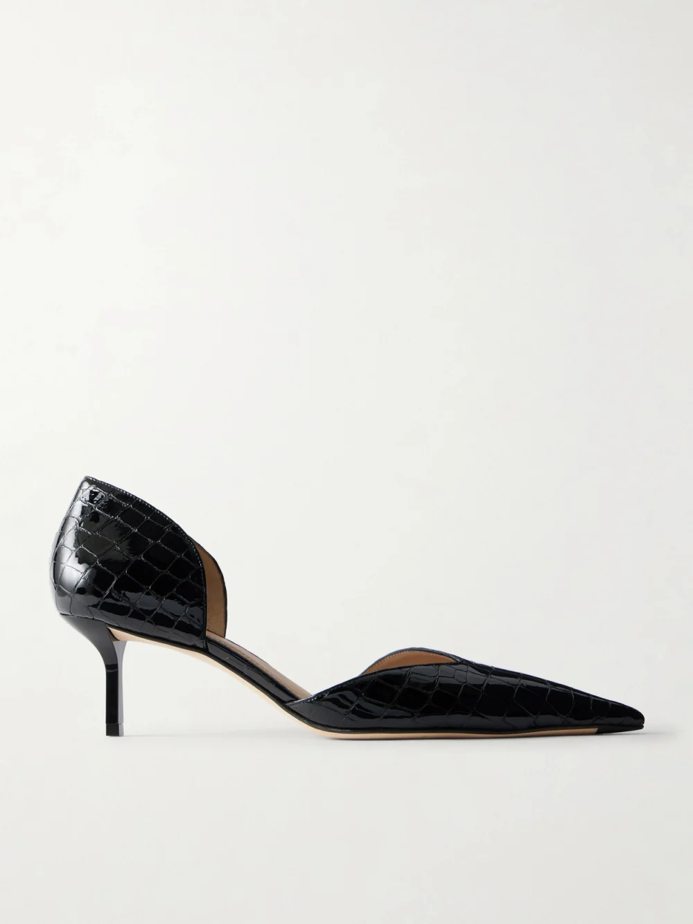 Victoria Beckham Victoria Angle 55 Croc-effect Leather Pumps in black