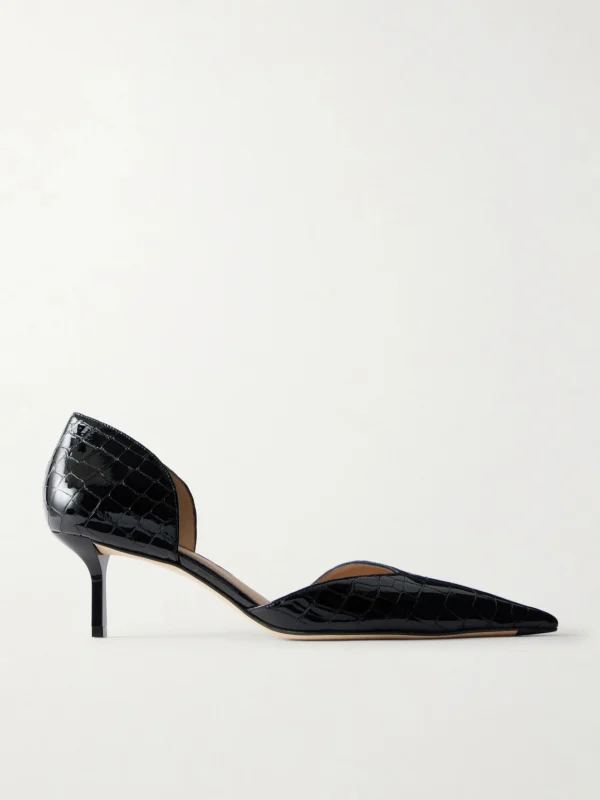 Victoria Beckham Victoria Angle 55 Croc-effect Leather Pumps