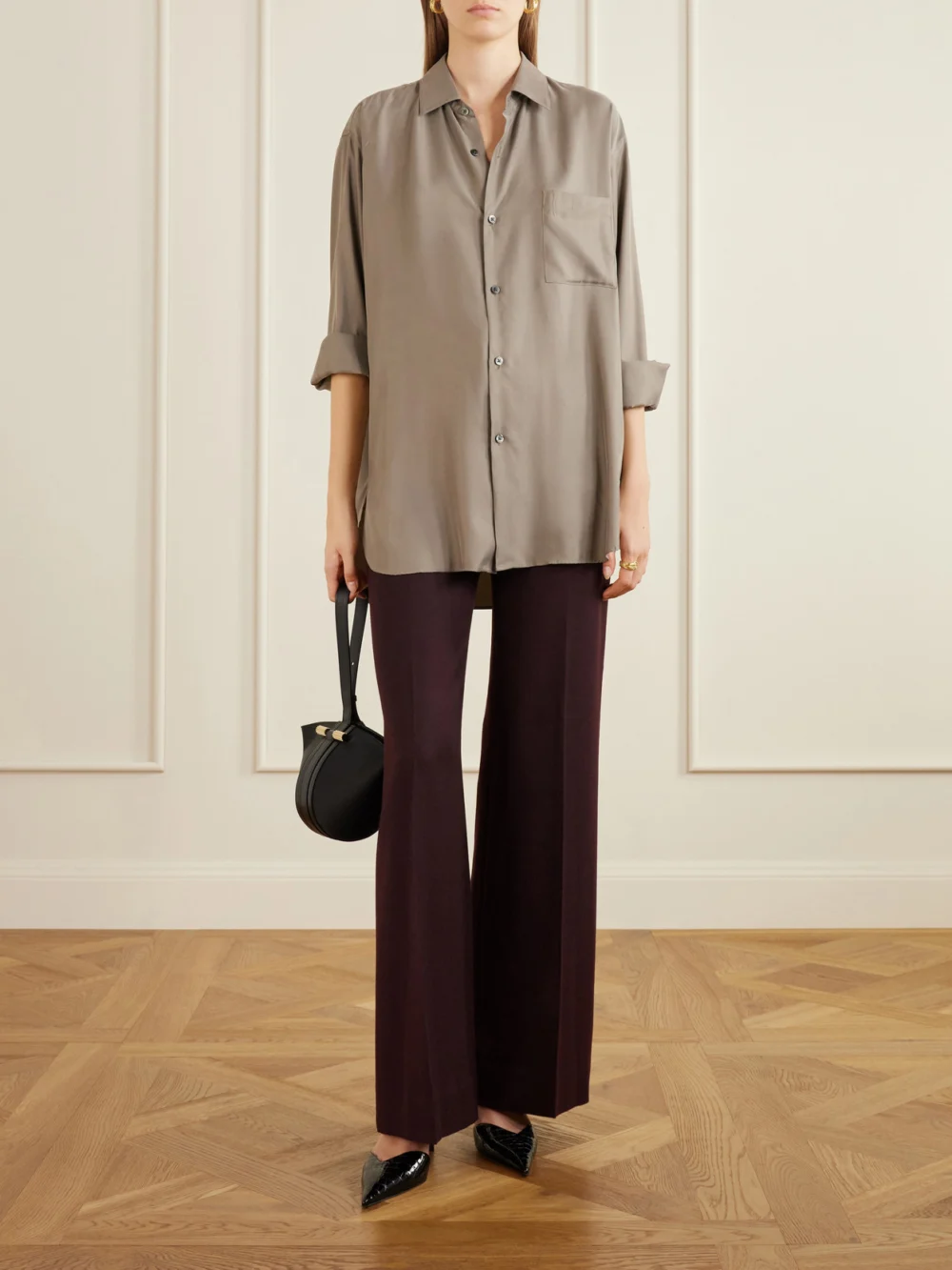 Victoria Beckham Victoria Angle 55 Croc-effect Leather Pumps, styled view