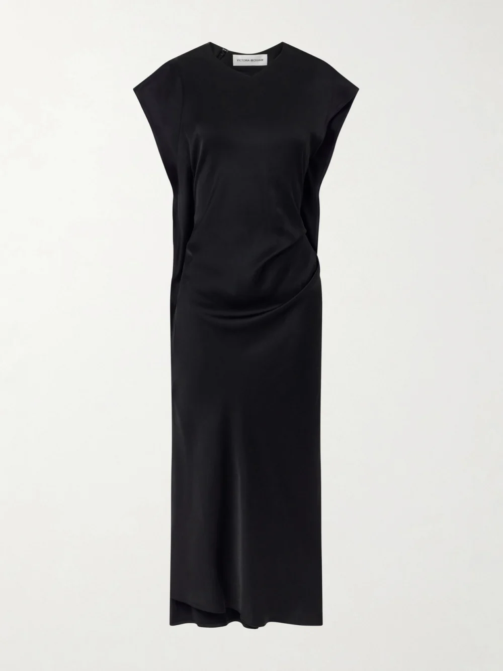 Victoria Beckham Victoria Gathered Satin Midi Dress in black