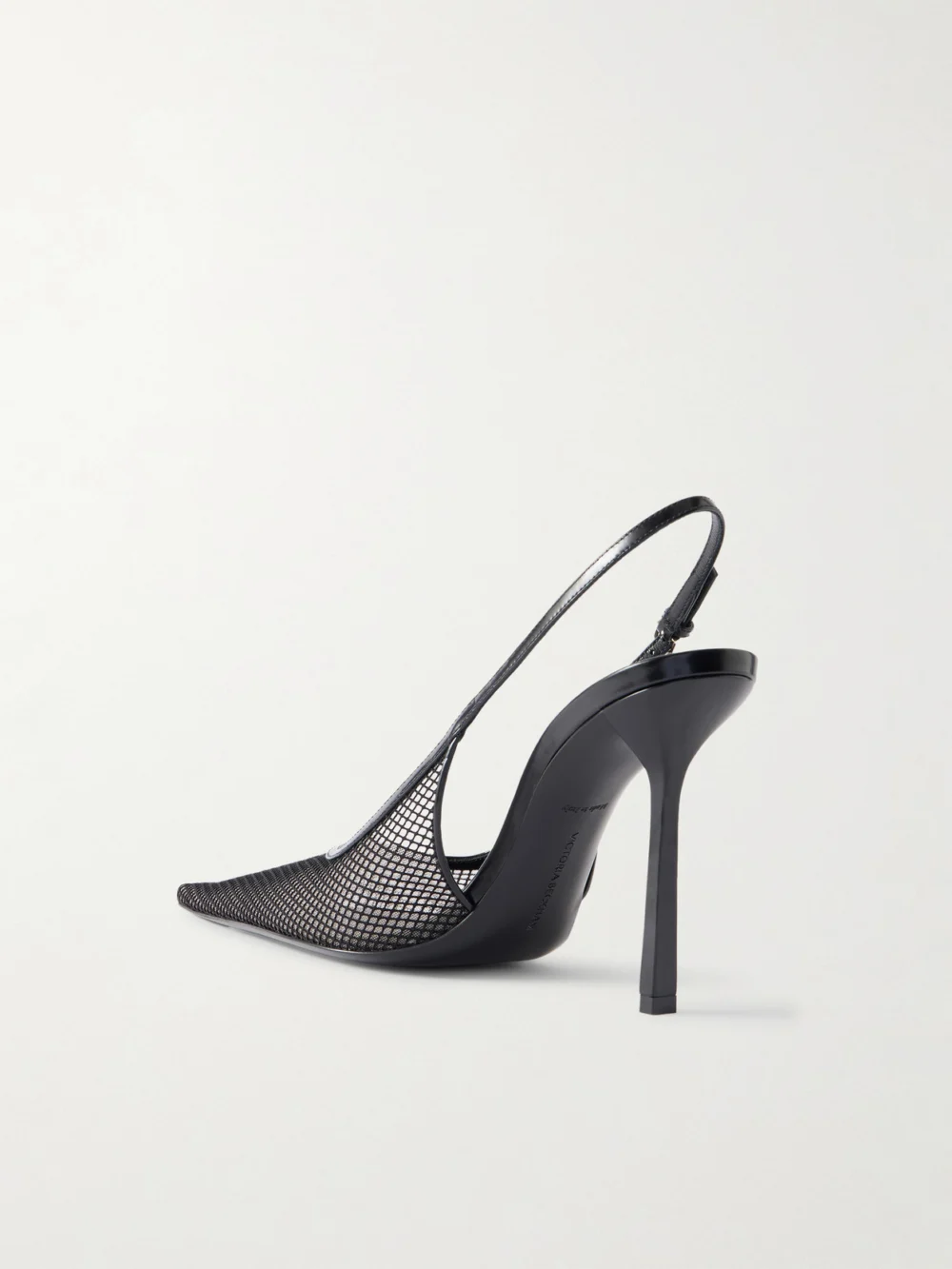 Back view of the Victoria Beckham Victoria Leather-trimmed Mesh Slingback Pumps