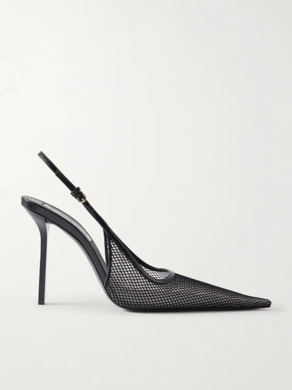 Victoria Beckham Victoria Leather-trimmed Mesh Slingback Pumps