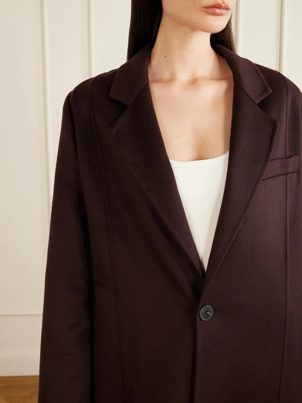 Close-up detail of the Victoria Beckham Wool-blend Coat