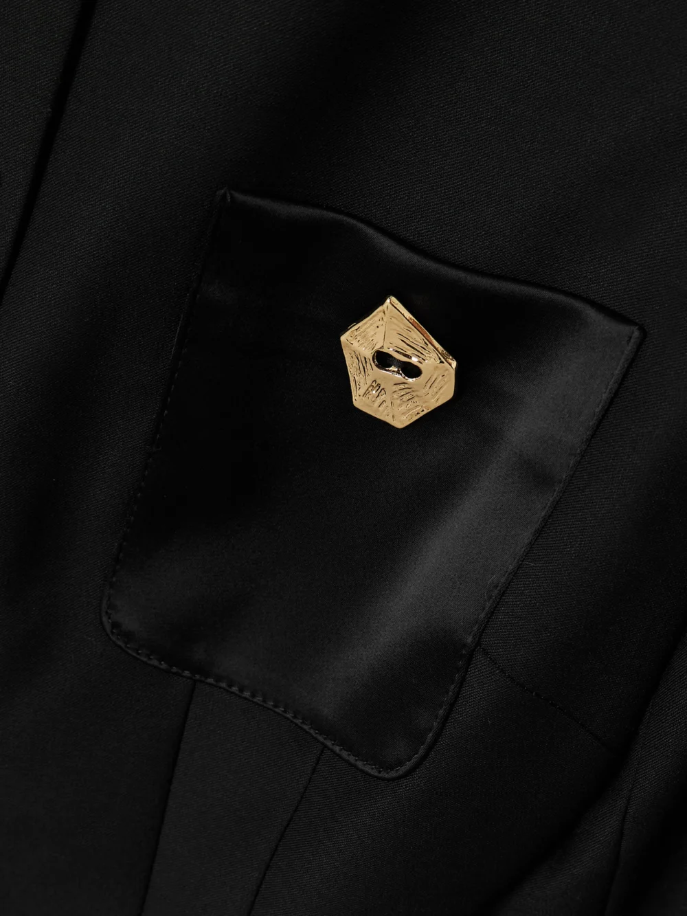 Close-up detail of the Violante Nessi Baselitz Button-embellished Satin-trimmed Wool-blend Mini Dress