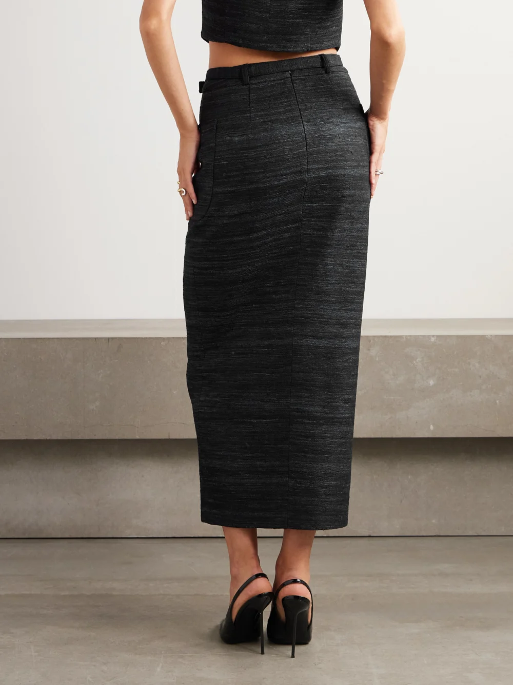 Back view of the Violante Nessi Corot Silk-tweed Midi Skirt