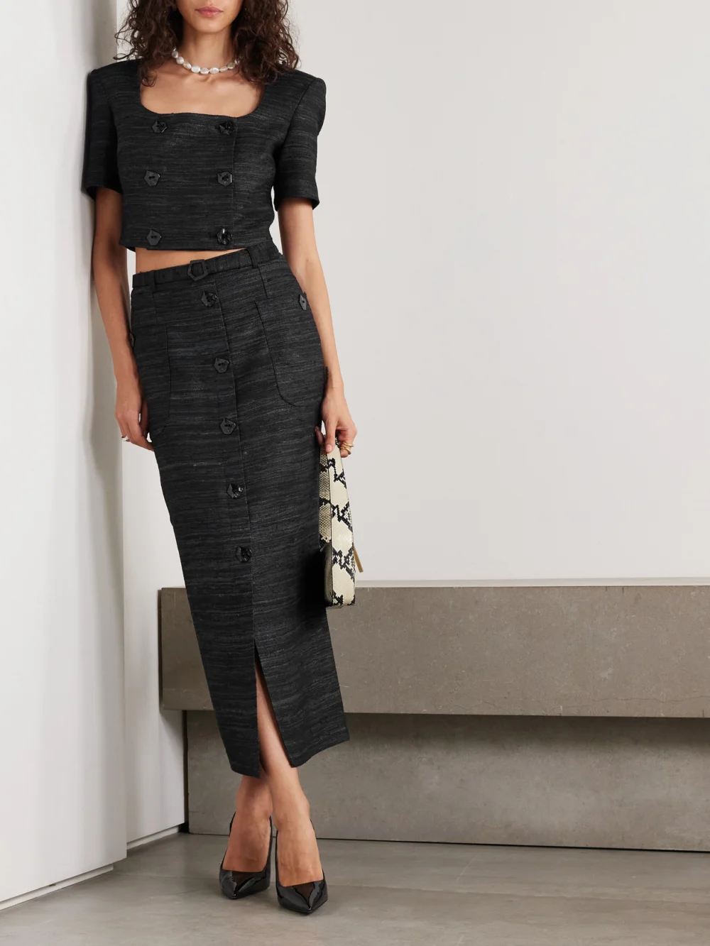 Violante Nessi Corot Silk-tweed Midi Skirt, worn by a model