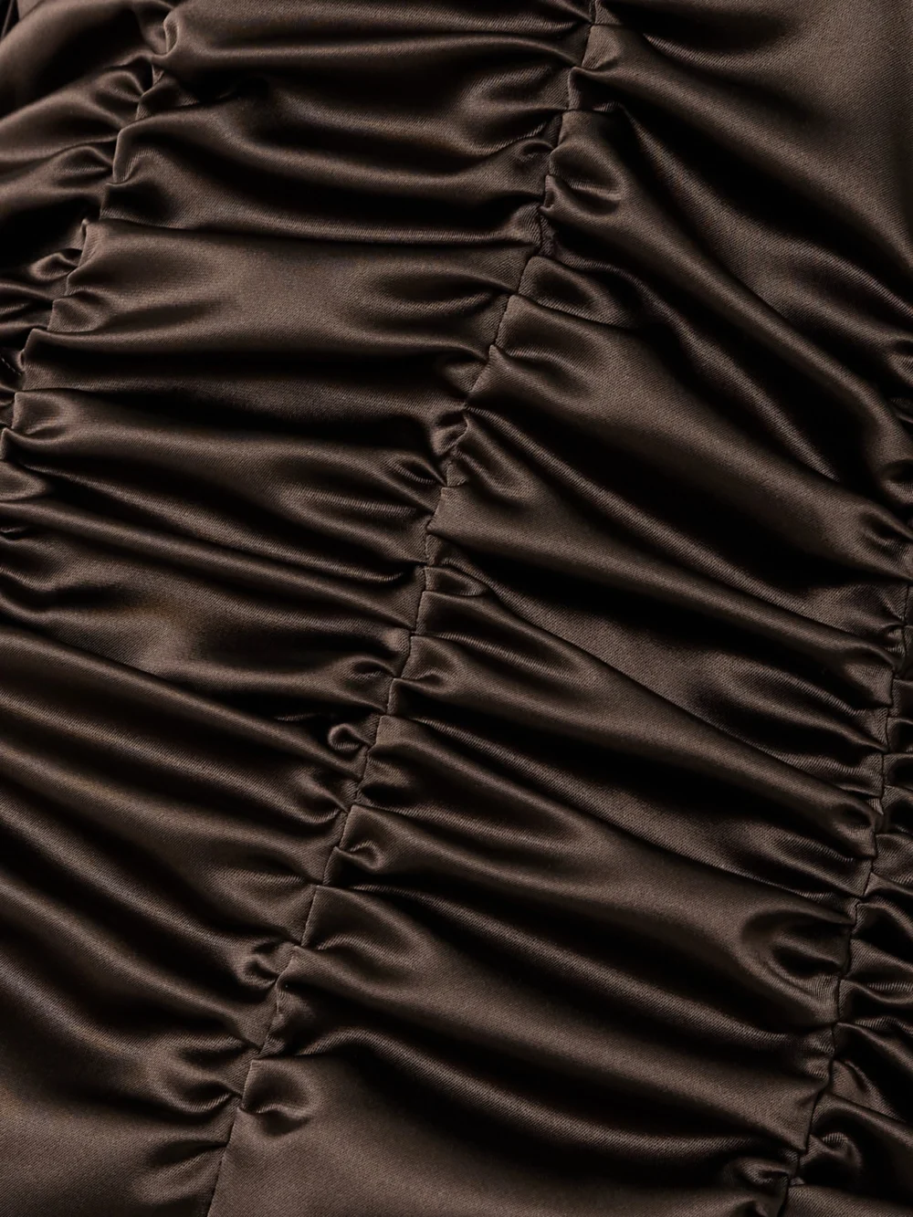 Close-up detail of the Violante Nessi Edgar Button-embellished Ruched Satin Gown