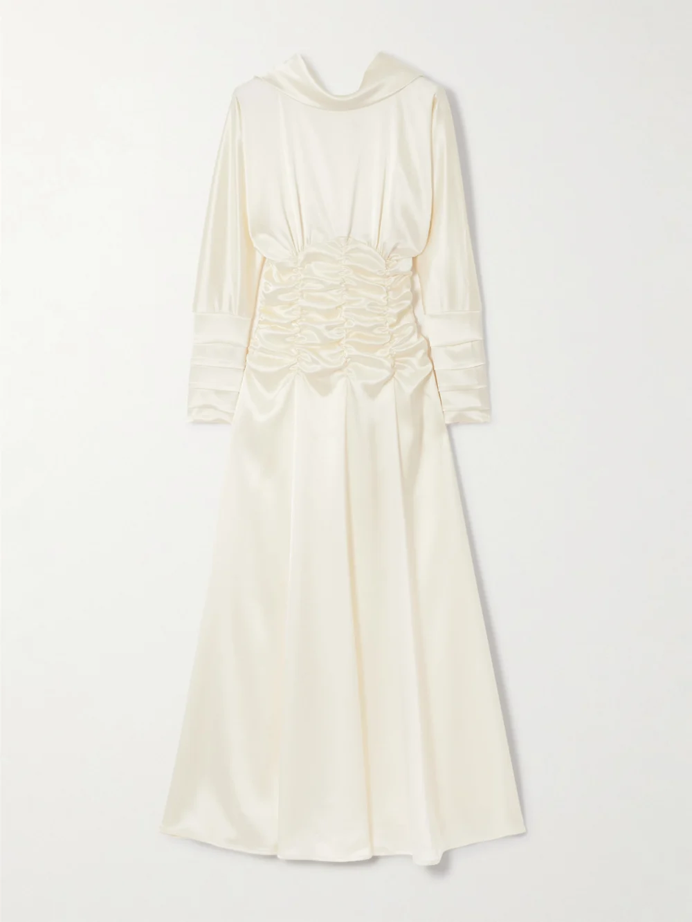 Violante Nessi Edgar Open-back Gathered Satin Gown in ivory