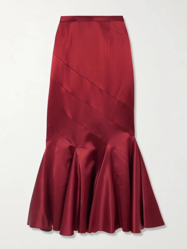 Violante Nessi Gentileschi Pleated Paneled Satin Maxi Skirt