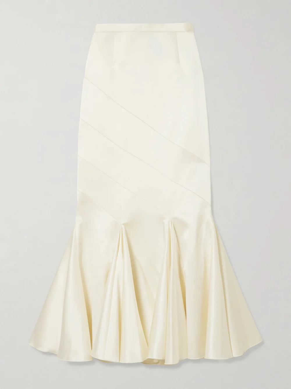 Violante Nessi Gentileschi Pleated Paneled Satin Maxi Skirt in cream