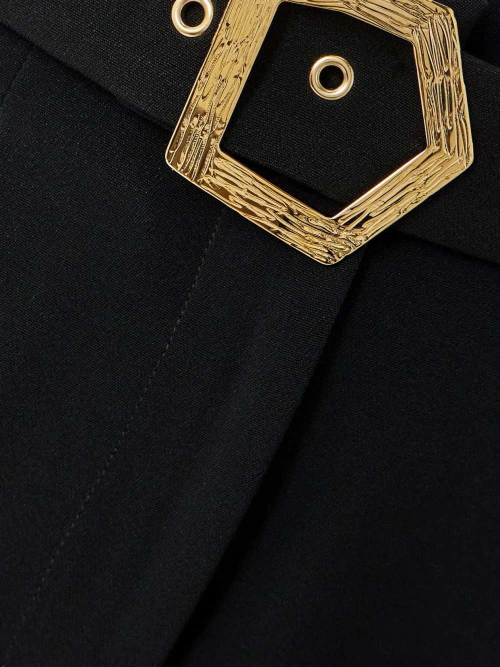 Close-up detail of the Violante Nessi Guttuso Belted Pleated Cady Straight-leg Pants