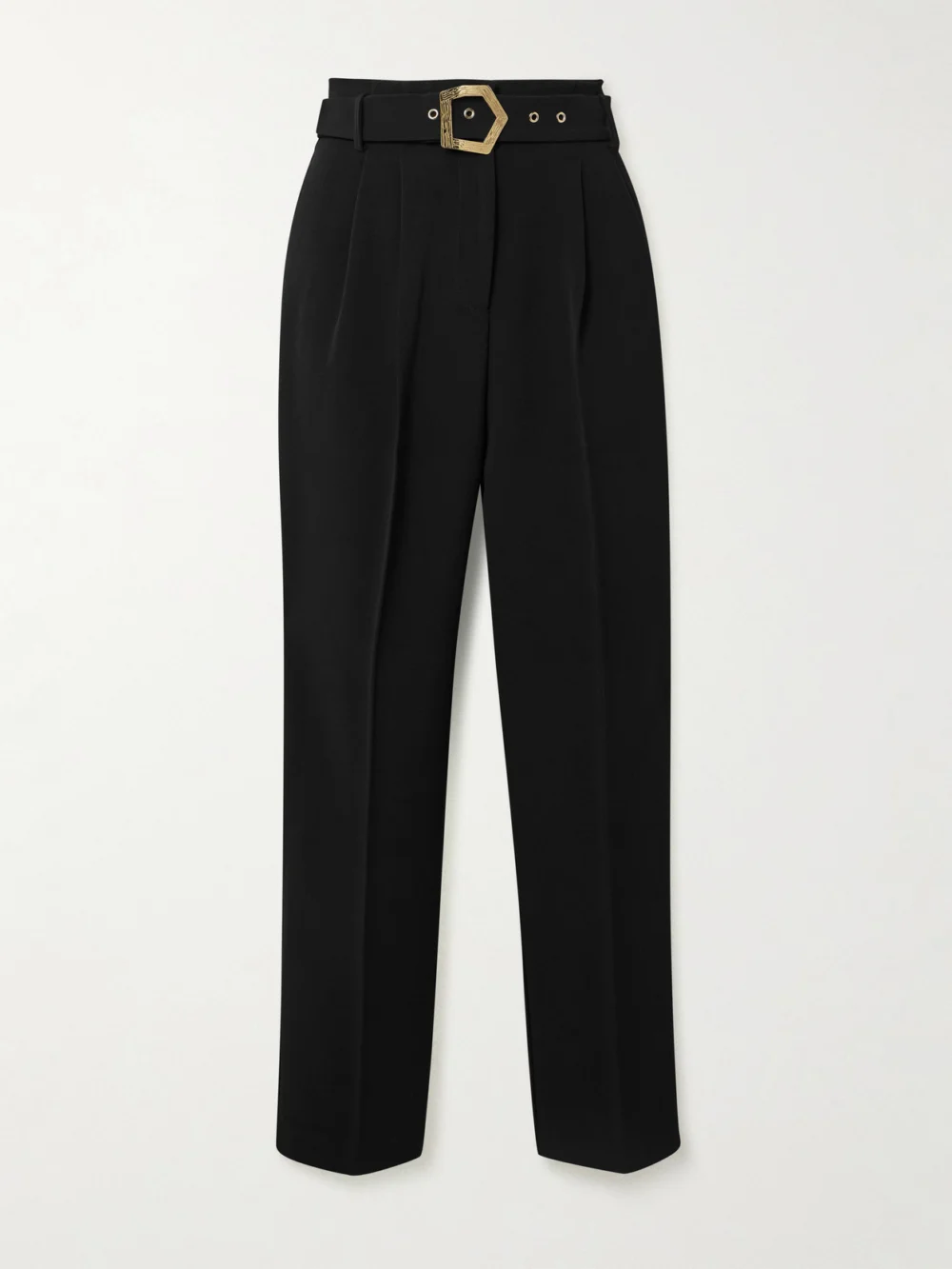 Violante Nessi Guttuso Belted Pleated Cady Straight-leg Pants in black