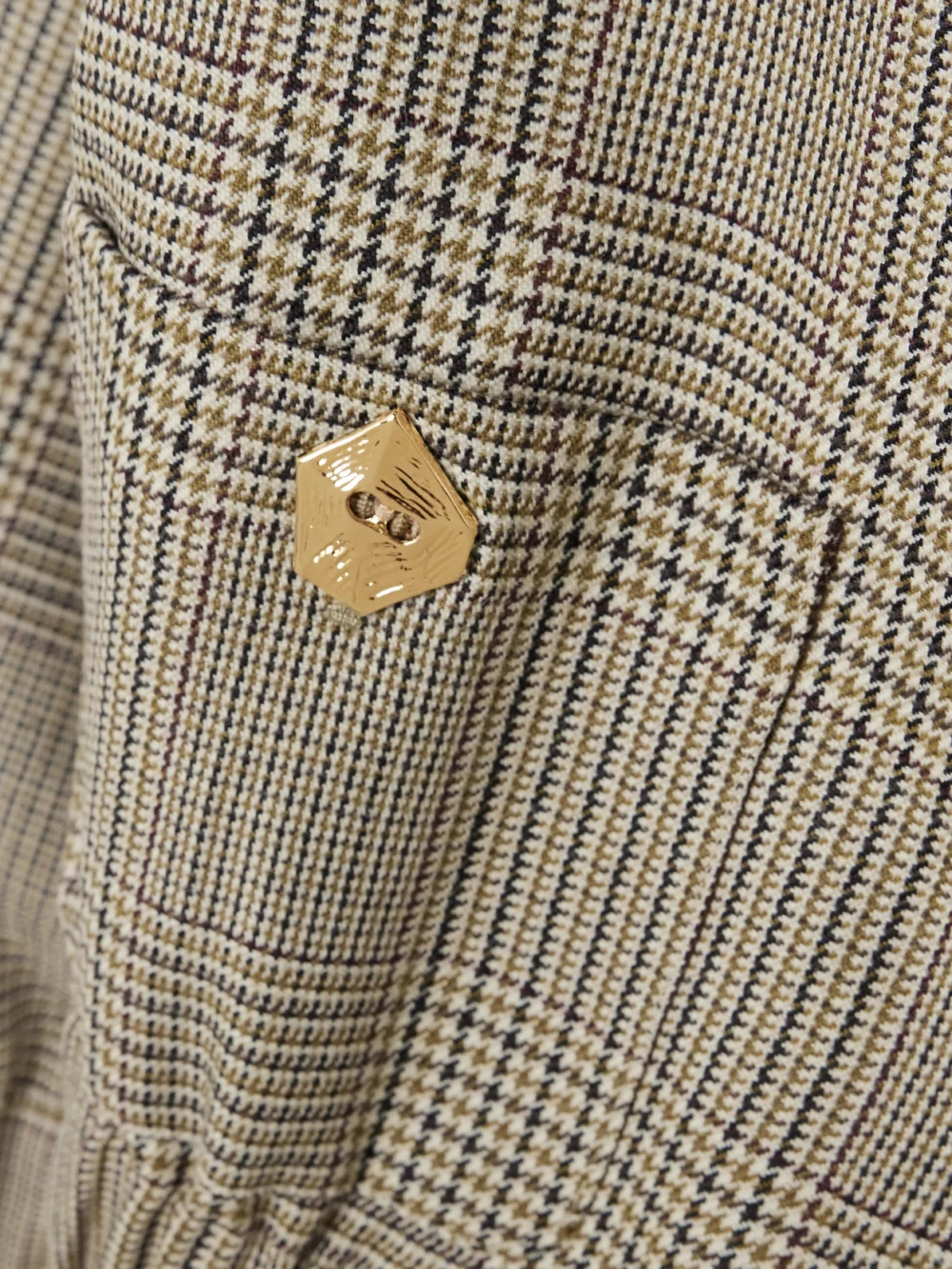 Close-up detail of the Violante Nessi Kelly Houndstooth Wool Bomber Jacket