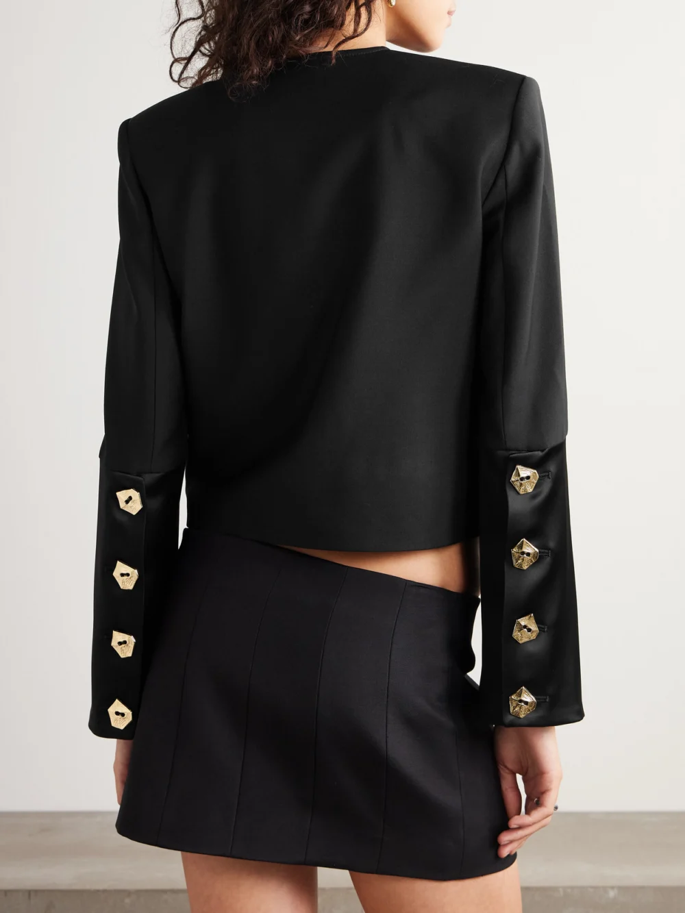 Back view of the Violante Nessi Kelly Satin-paneled Wool-blend Crepe Jacket