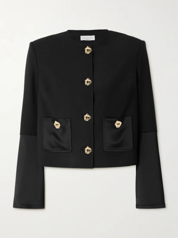 Violante Nessi Kelly Satin-paneled Wool-blend Crepe Jacket