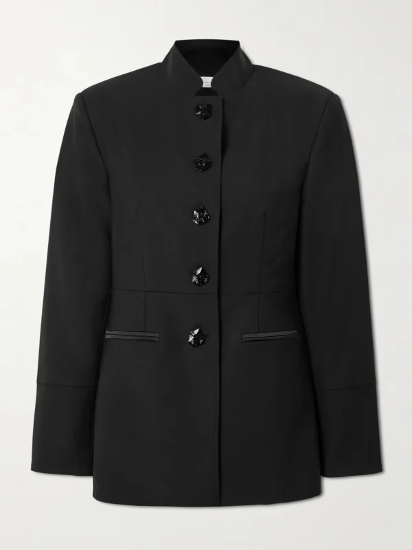 Violante Nessi Lille Satin-trimmed Wool-blend Blazer