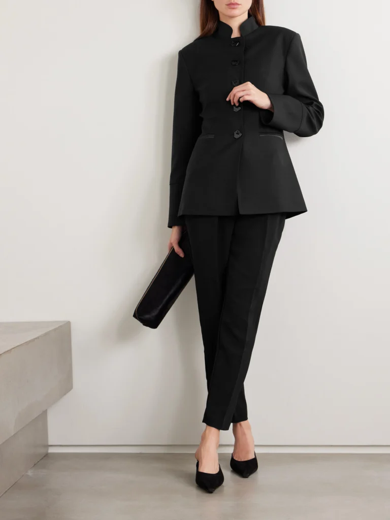 Violante Nessi Lille Satin-trimmed Wool-blend Blazer