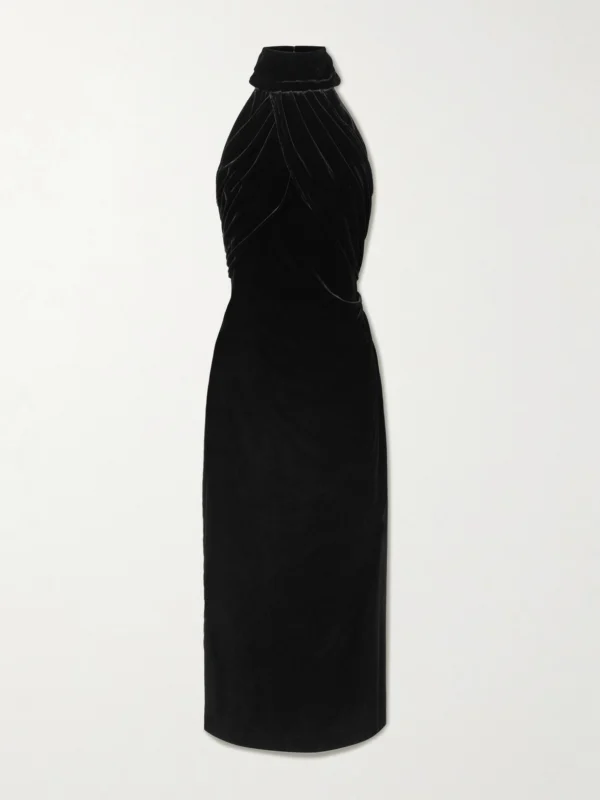 Violante Nessi Merisi Draped Velvet Turtleneck Gown