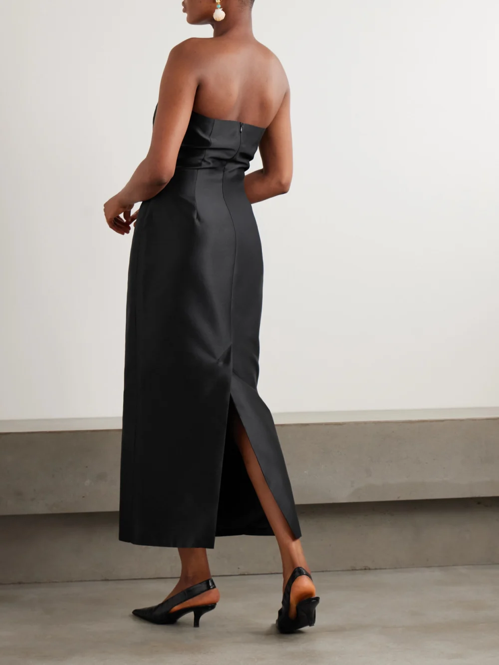 Back view of the Violante Nessi Monica Strapless Satin Midi Dress