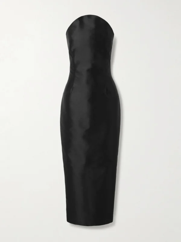 Violante Nessi Monica Strapless Satin Midi Dress