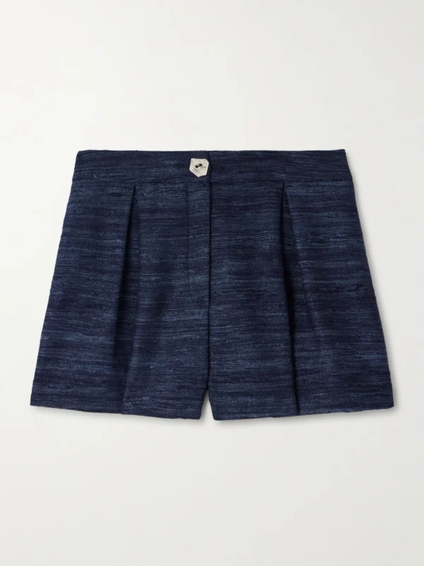 Violante Nessi Pasolini Pleated Silk-tweed Shorts