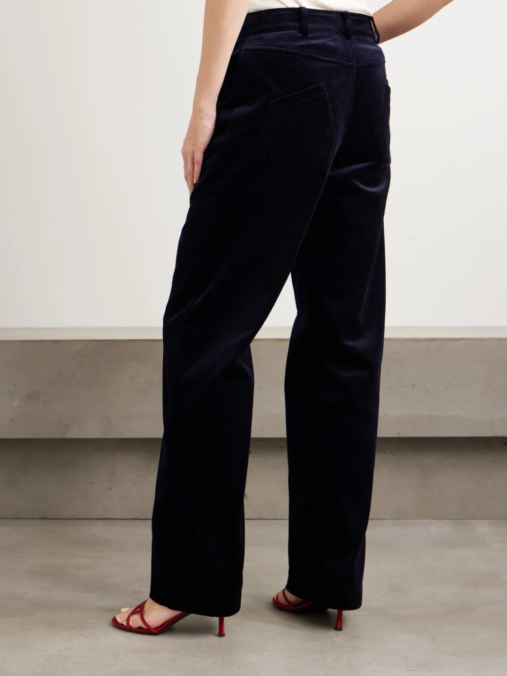 Back view of the Violante Nessi Rufino Cotton-corduroy Straight-leg Pants