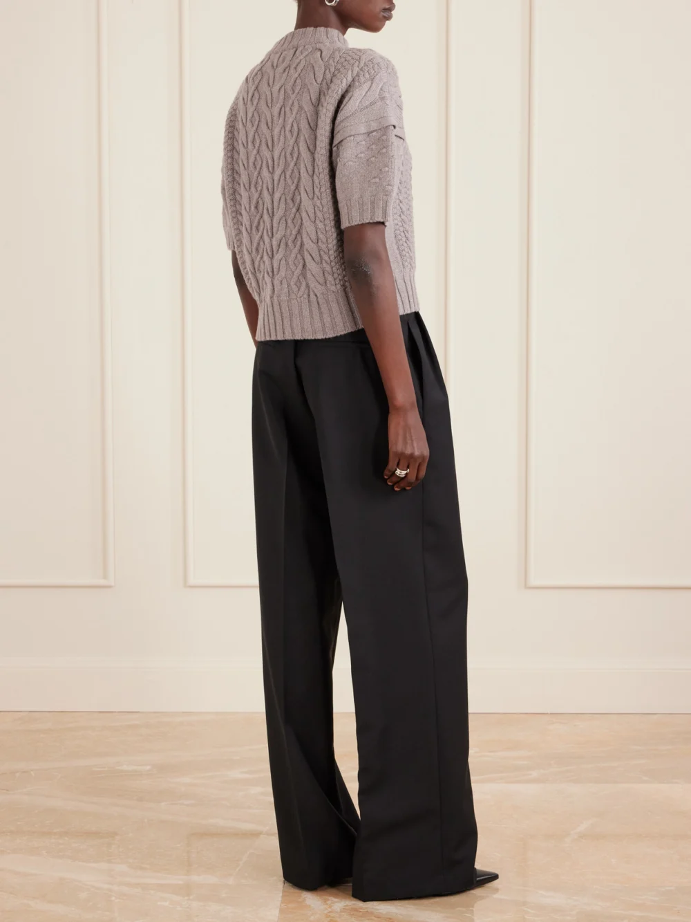 Back view of the Violante Nessi Ruscha Cable-knit Wool Sweater
