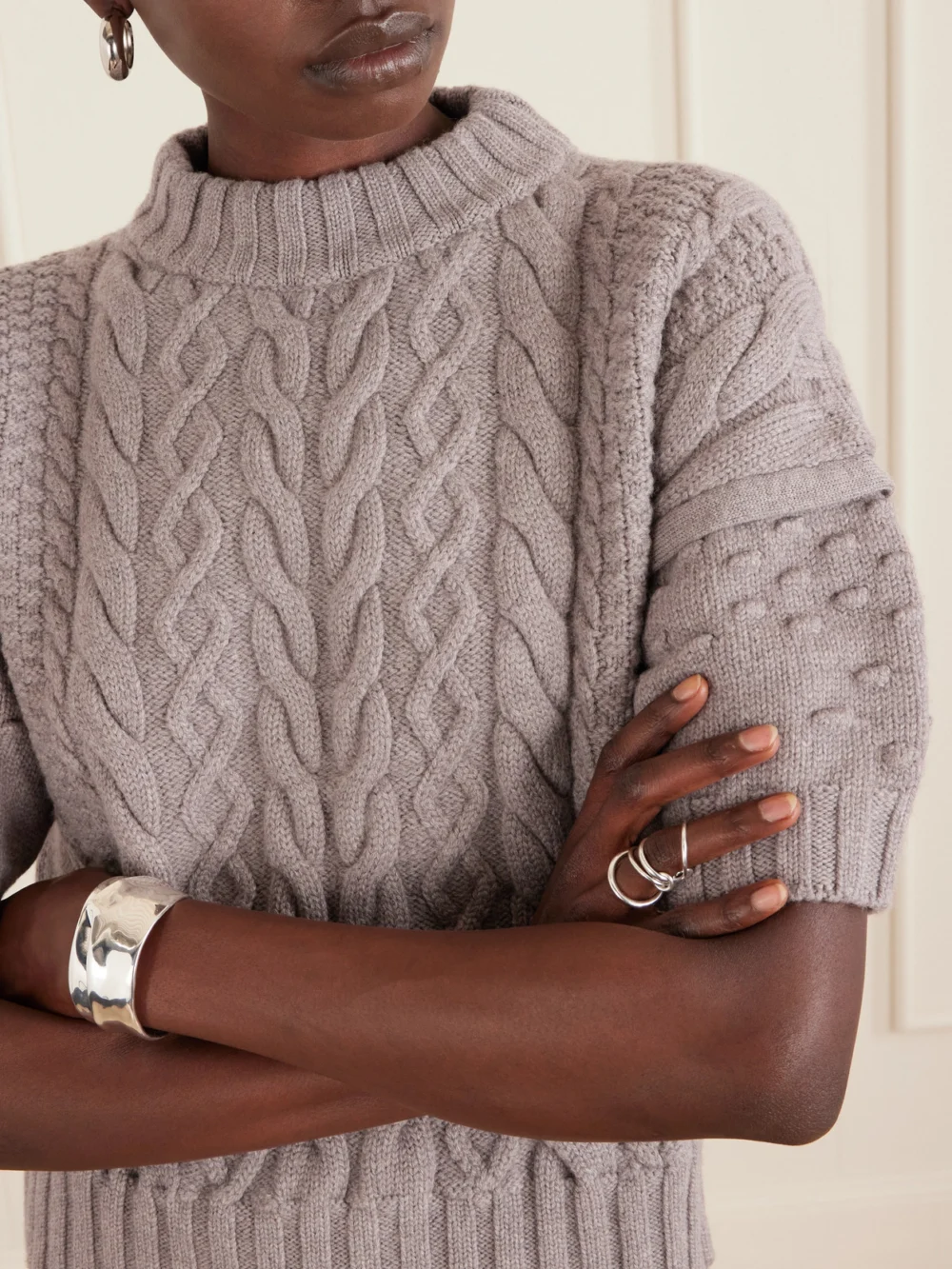 Close-up detail of the Violante Nessi Ruscha Cable-knit Wool Sweater
