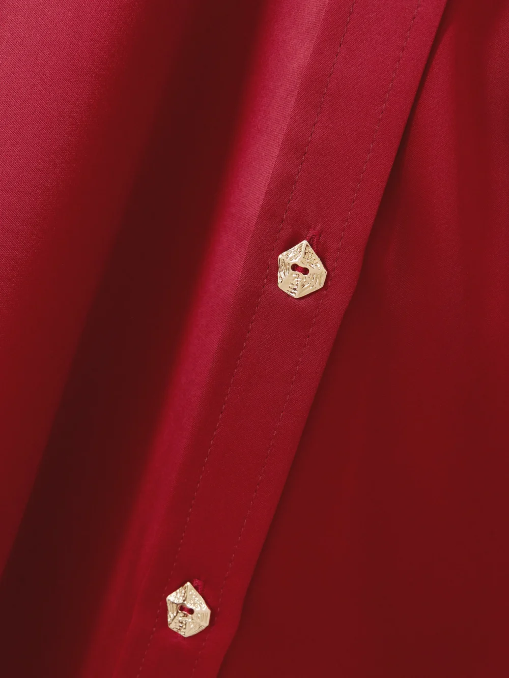 Close-up detail of the Violante Nessi Violi Button-embellished Satin Shirt