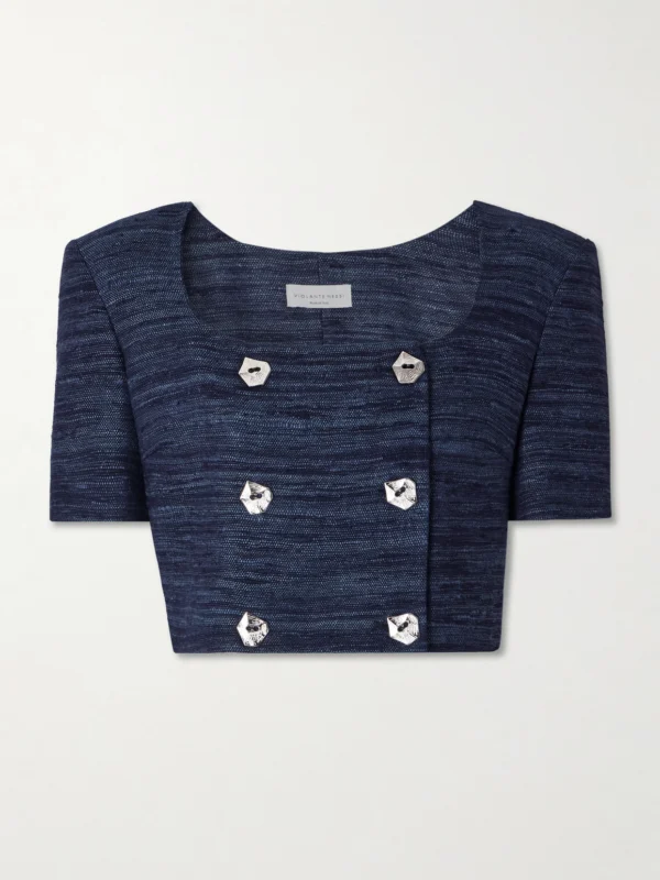 Violante Nessi Vittoria Cropped Silk-tweed Top