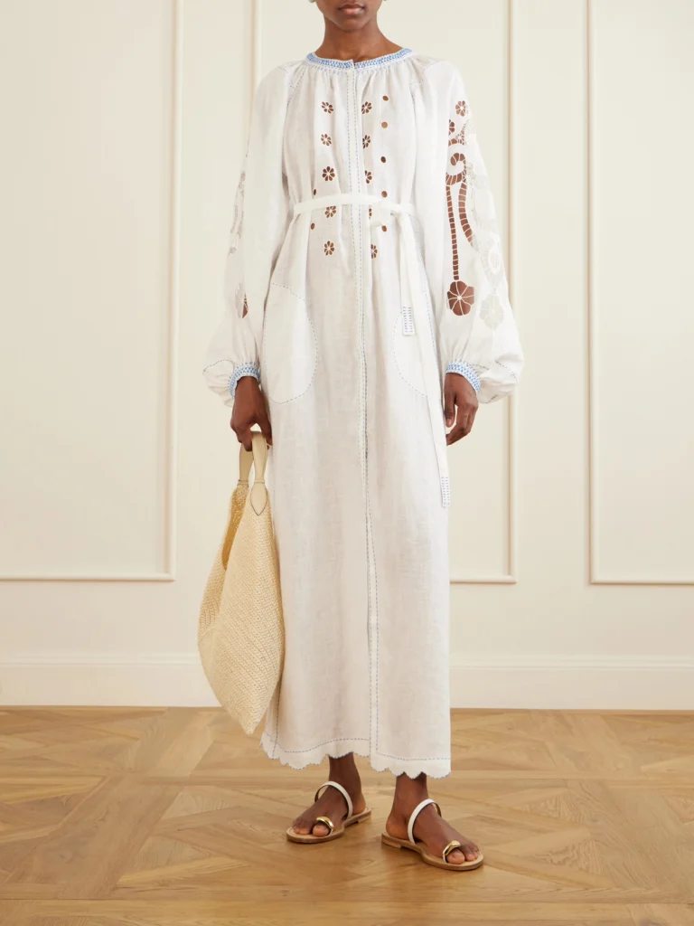 Vita Kin Babylon Broderie Anglaise-trimmed Linen Maxi Dress