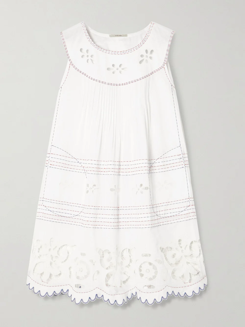 Vita Kin Cleo Pintucked Broderie Anglaise Cotton-batiste Mini Dress in white
