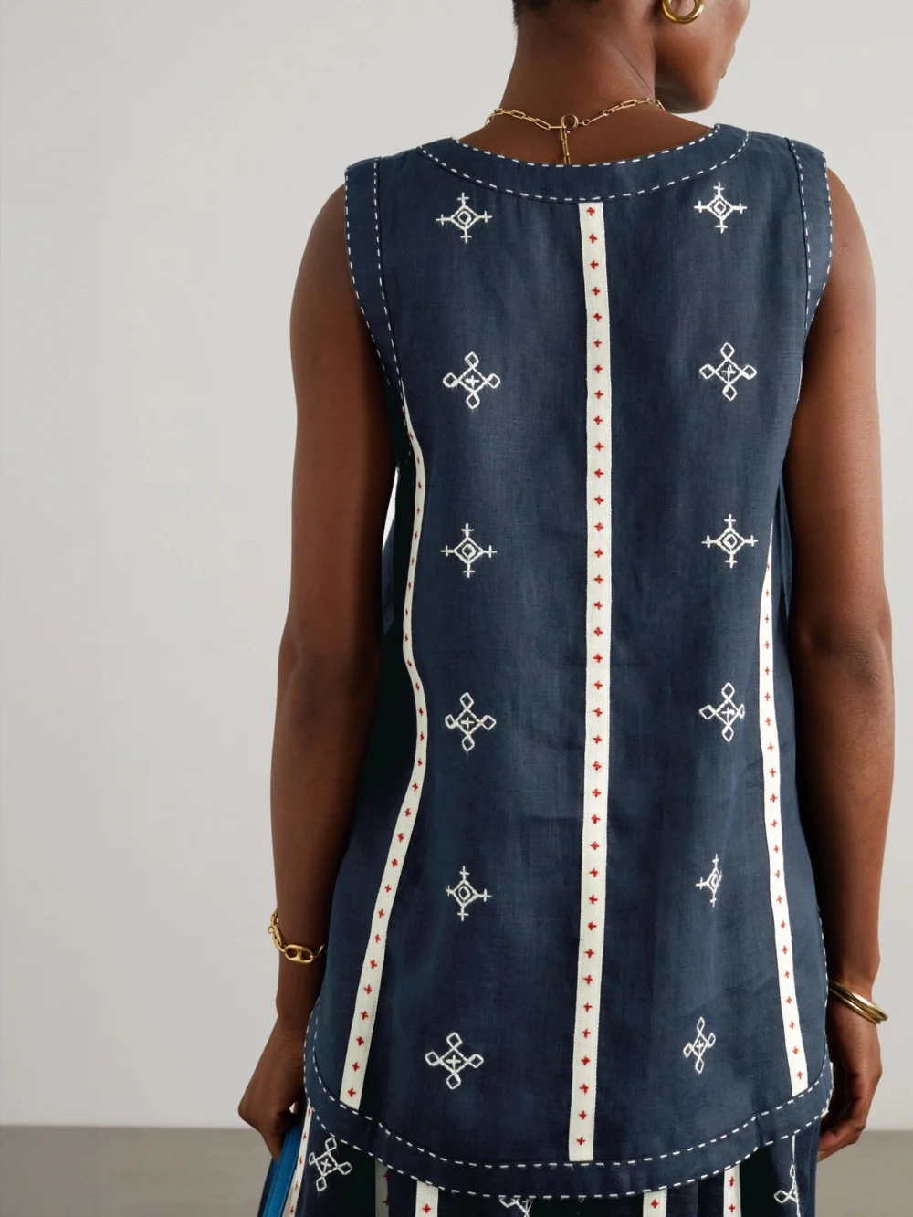 Back view of the Vita Kin Gera Embroidered Linen Top
