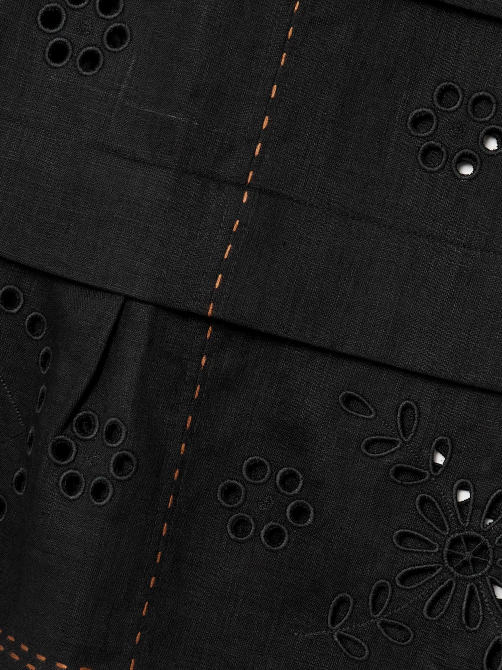 Close-up detail of the Vita Kin Gigi Topstitched Broderie Anglaise Linen Tank