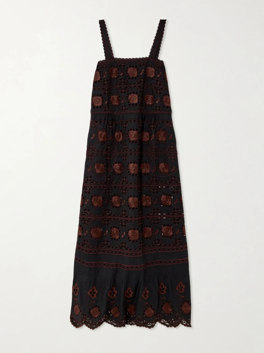 Vita Kin Grace Scalloped Broderie Anglaise Cotton-poplin Maxi Dress in black