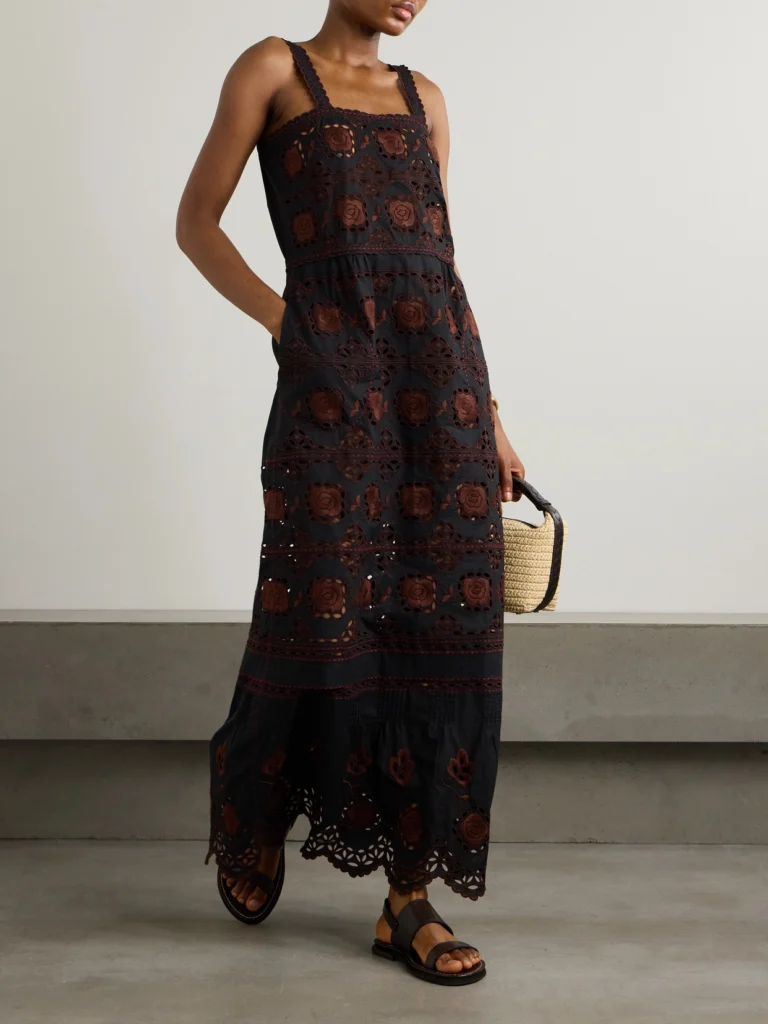 Vita Kin Grace Scalloped Broderie Anglaise Cotton-poplin Maxi Dress