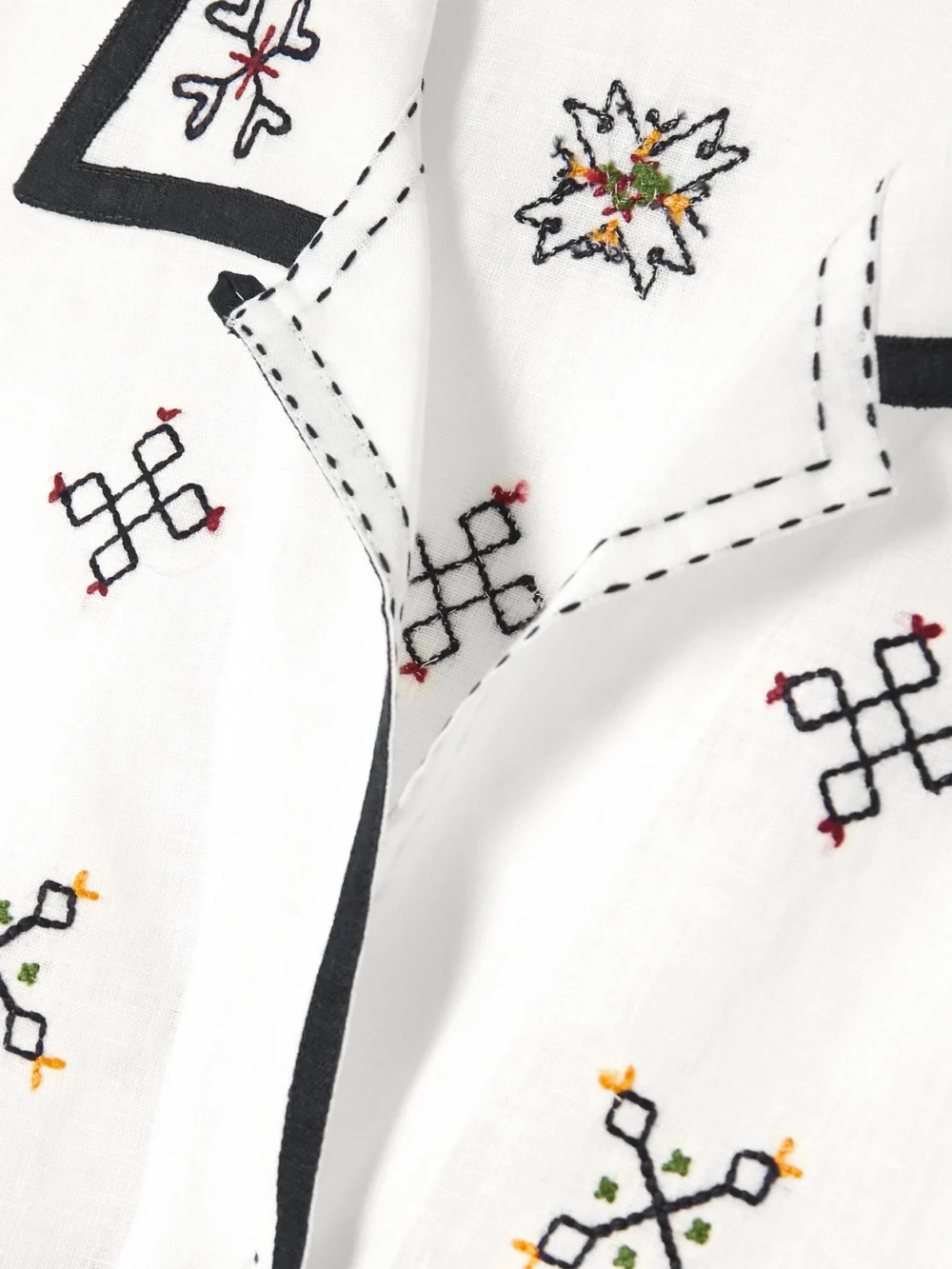 Close-up detail of the Vita Kin Greta Broderie Anglaise-trimmed Embroidered Linen Blouse