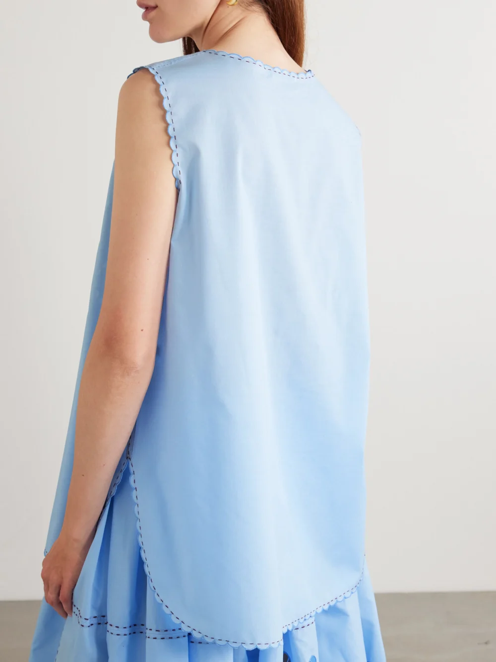 Back view of the Vita Kin Havana Scalloped Broderie Anglaise Cotton-poplin Tank