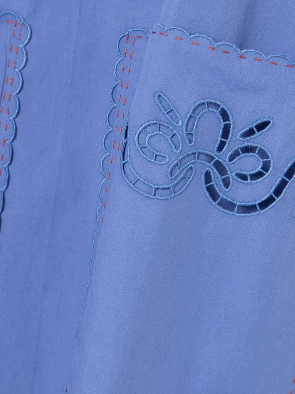 Close-up detail of the Vita Kin Katya Belted Scalloped Broderie Anglaise Cotton Midi Dress