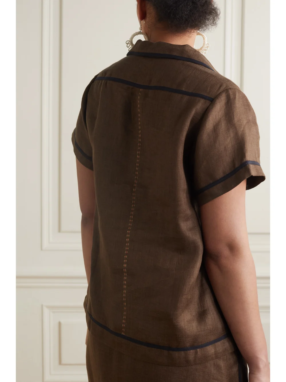 Back view of the Vita Kin Misha Embroidered Linen Blouse