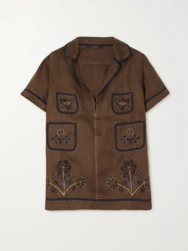 Vita Kin Misha Embroidered Linen Blouse