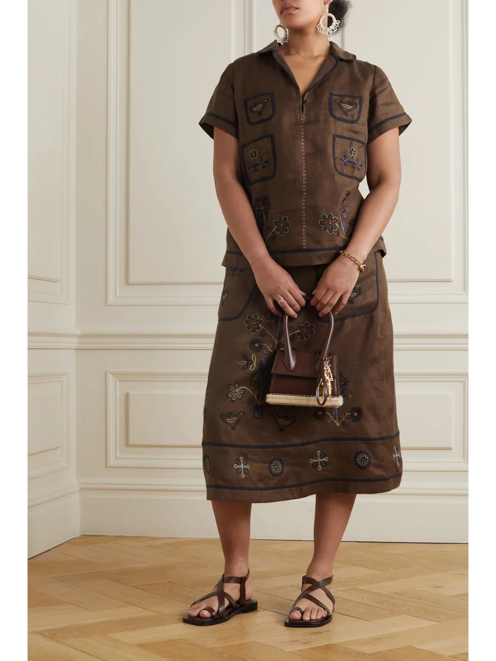 Vita Kin Misha Embroidered Linen Blouse, worn by a model
